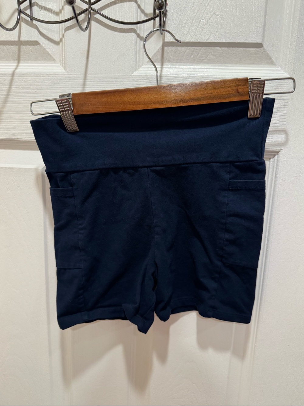 Ambiance Navy High-Rise Bike Shorts with Side Pockets
